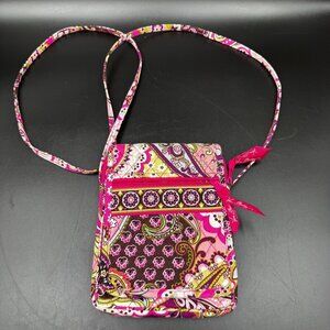 Vera Bradley Quilted Crossbody Shoulder Bag Pink Floral Paisley Zip Pocket